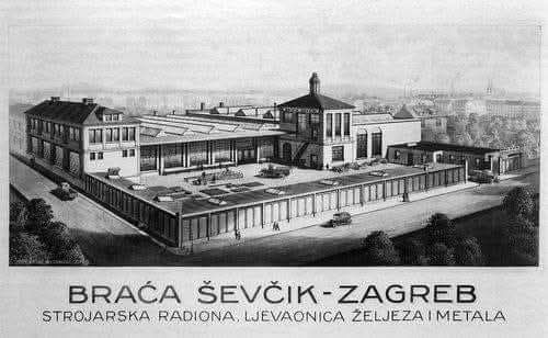 Tvornica 'Prvomajska' 1930-ih godina, tada Strojarska radionica, ljevaonica željeza i metala braće Ševčik